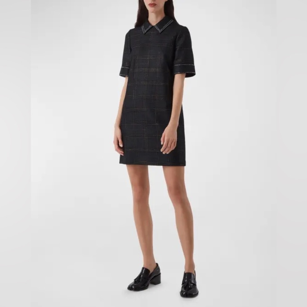 Judith & Charles Plaid Dress with Jewelled PeterPan Collar